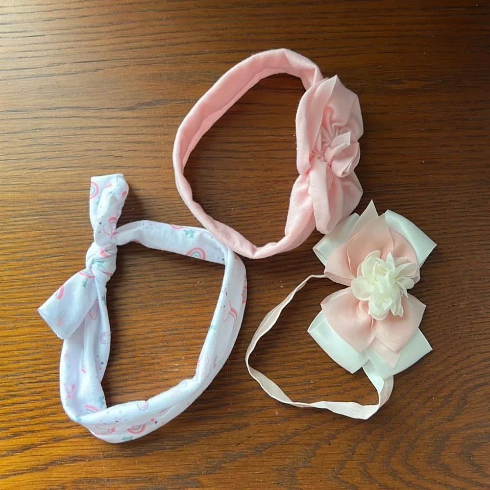 Baby Girl Flower/Bow Headbands - Set of 3